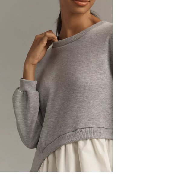 Anthropologie Maeve Asymmetrical Twofer Sweatshirt S new with tag small gray - Picture 2 of 5